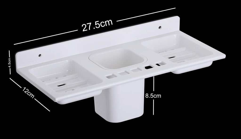 Wall-Mounted Dual Soap Dish and Toothbrush Holder  (Pack of 2)