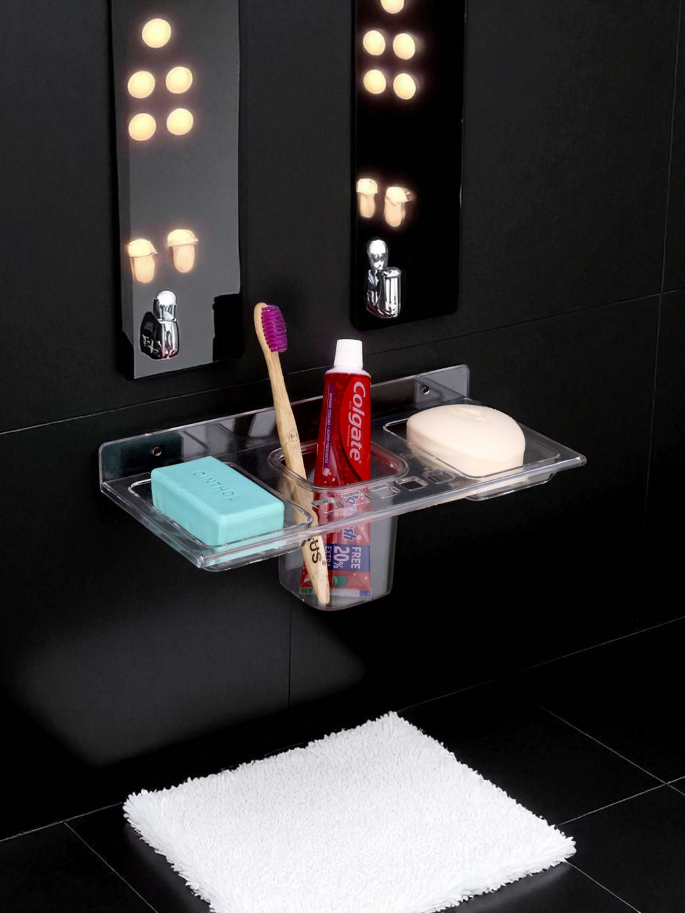Tryotone Dual Soap Dish and Toothbrush Holder  (Pack of 2)