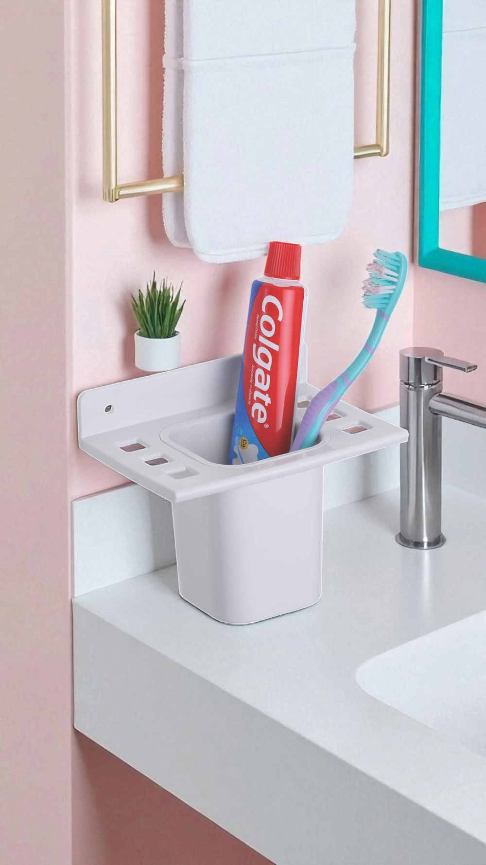 Wall-Mounted Toothbrush & Toothpaste Holder (pack of 2)