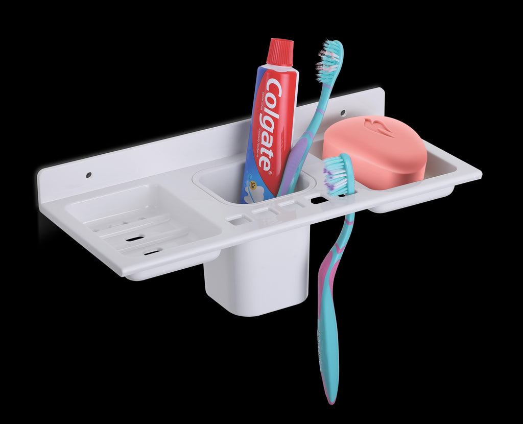 Wall-Mounted Dual Soap Dish and Toothbrush Holder  (Pack of 2)