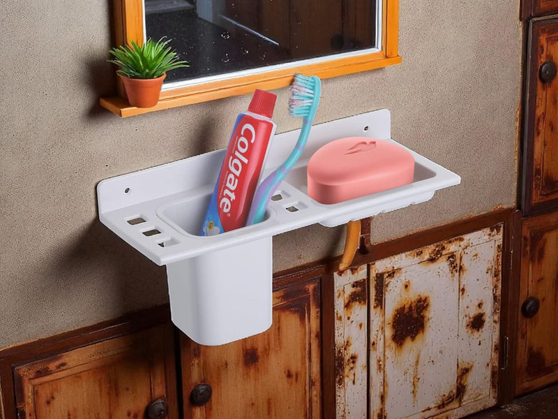 Wall-Mounted  Soap Dish and Toothbrush Holder (pack of 2)