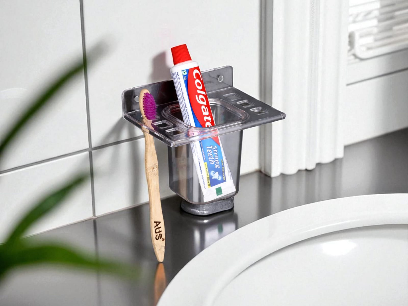 TRYOTONE Wall-Toothbrush Holder Plastic Toothbrush Holder (pack of 2)